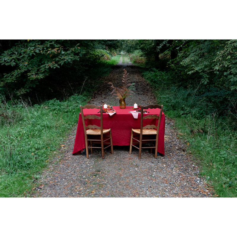 Pure Washed Linen Tablecloth, Redcurrant