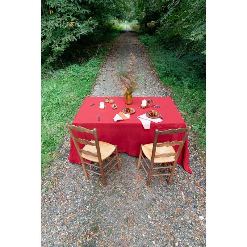 Pure Washed Linen Tablecloth, Redcurrant