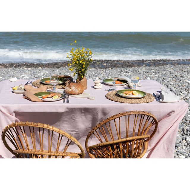 Pure Washed Linen Tablecloth, Rose Petal