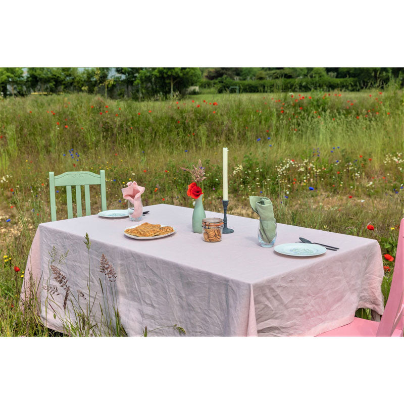Pure Washed Linen Tablecloth, Rose Petal