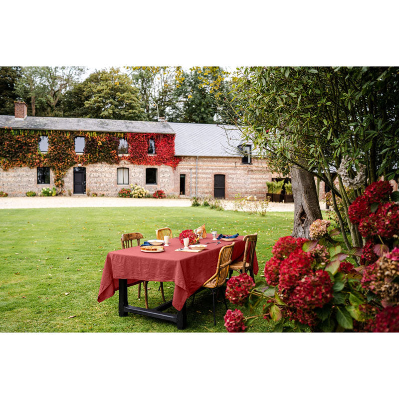 Pure Washed Linen Tablecloth, Rosewood