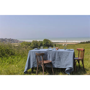 Pure Washed Linen Tablecloth, Slate Blue