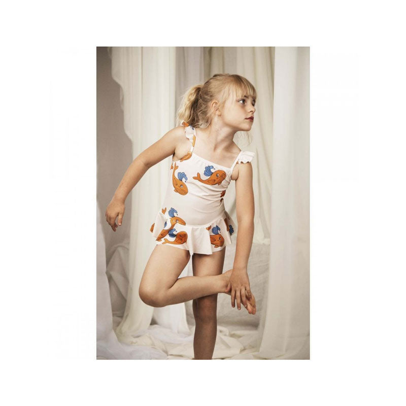 Whale UV Swimsuit with Skirt, Orange - Zouf.biz