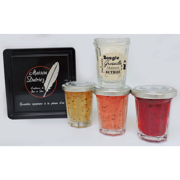Bar Le Duc White, Red and Pink Currant Jams - 100g with 1 Red Currant Candle - Zouf.biz