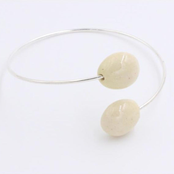 Duo Gouttes d'Eau Ceramic Bracelet, Ivory - Zouf.biz