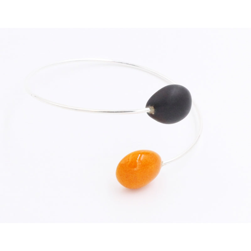 Duo Gouttes d'Eau Ceramic Bracelet, Orange & Black - Zouf.biz