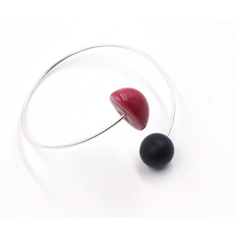 Inca Ceramic Bracelet, Raspberry & Black - Zouf.biz