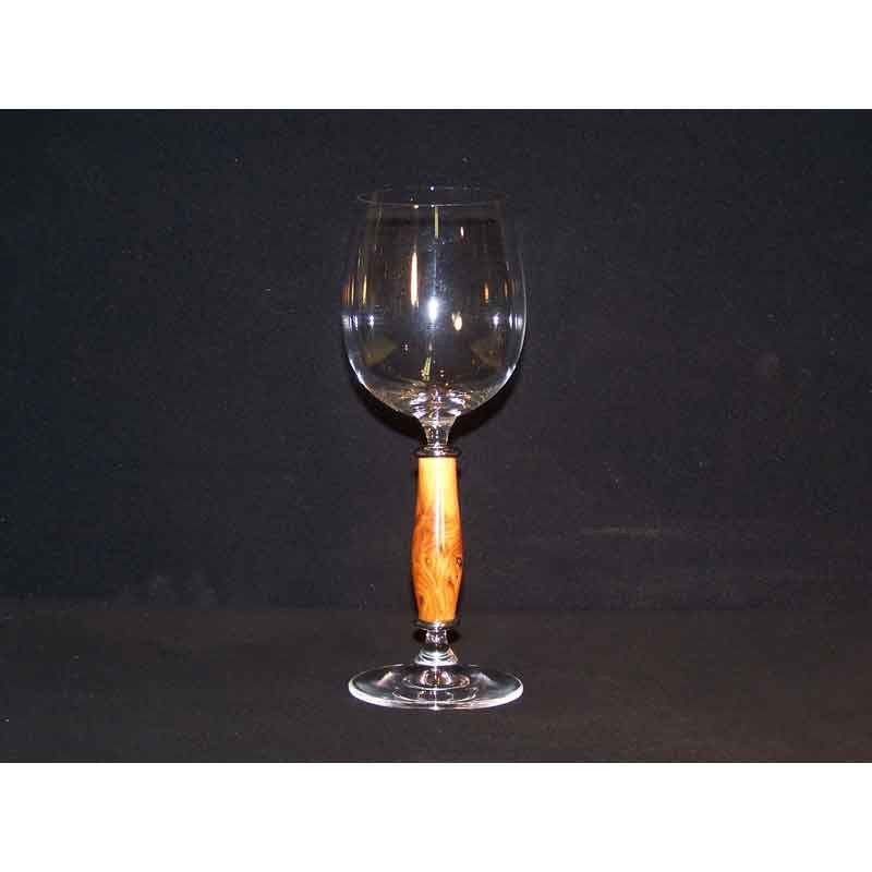Crystal Wine Glass on Burr Yew Wood Base - Zouf.biz