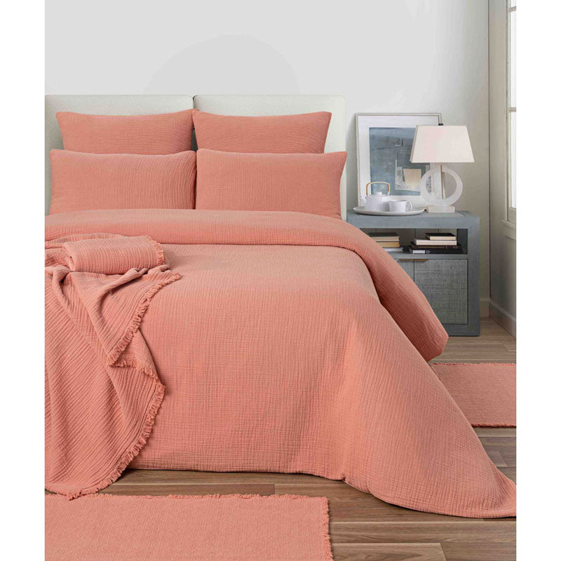 Cotton Gauze Bedspread, Terracotta - Zouf.biz