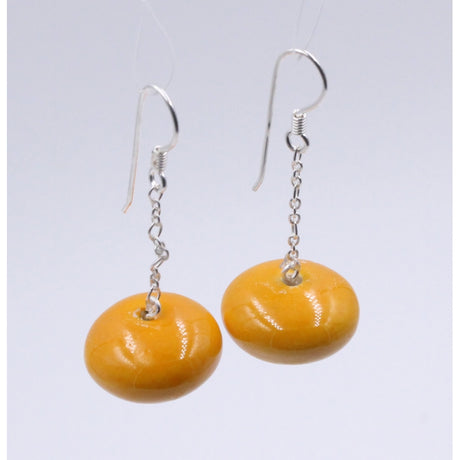 Toupie Silver Chain Drop Earrings, Apricot - Zouf.biz