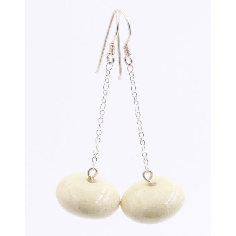 Toupie Silver Chain Drop Earrings, Ivory - Zouf.biz