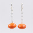 Toupie Silver Chain Drop Earrings, Orange - Zouf.biz