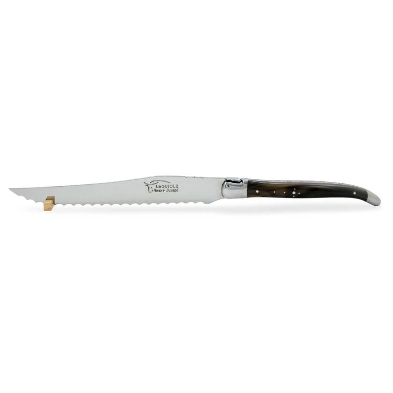Laguiole Bread Knife Dark Horn Tip, Prestige Collection - Zouf.biz