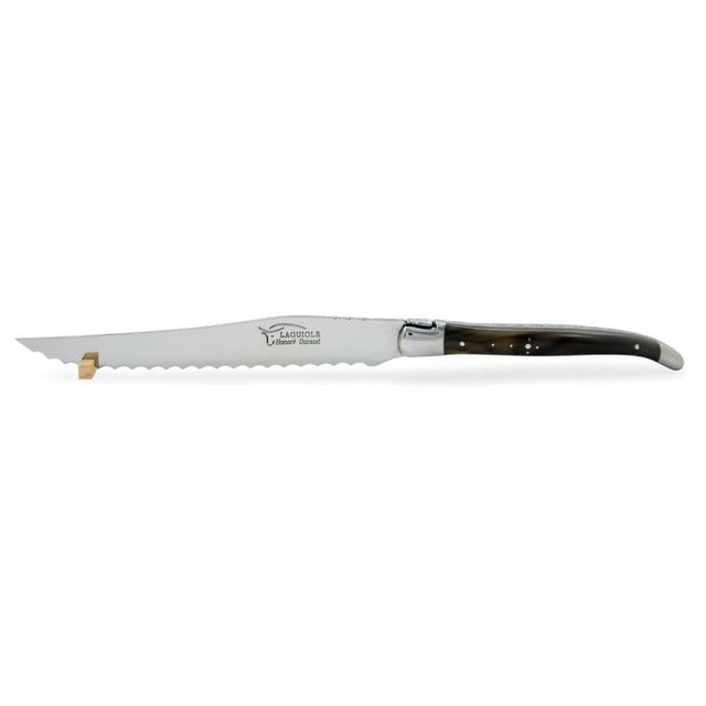 Laguiole Bread Knife Dark Horn Tip, Prestige Collection - Zouf.biz