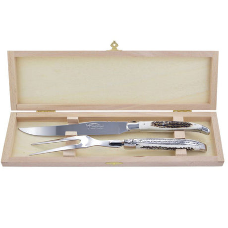 Laguiole Carving Set Deer Antler, Prestige Collection - Zouf.biz