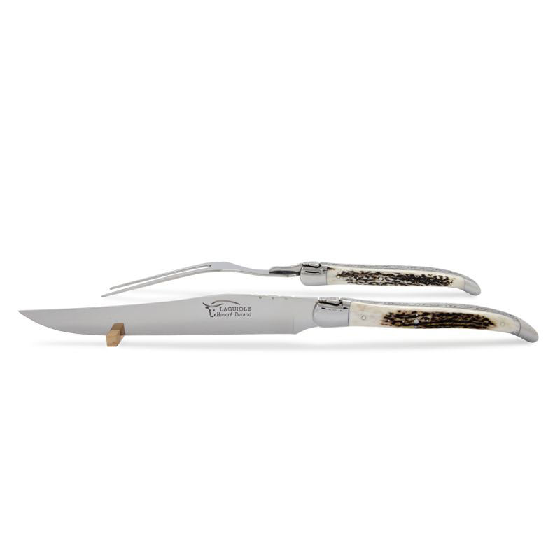 Laguiole Carving Set Deer Antler, Prestige Collection - Zouf.biz