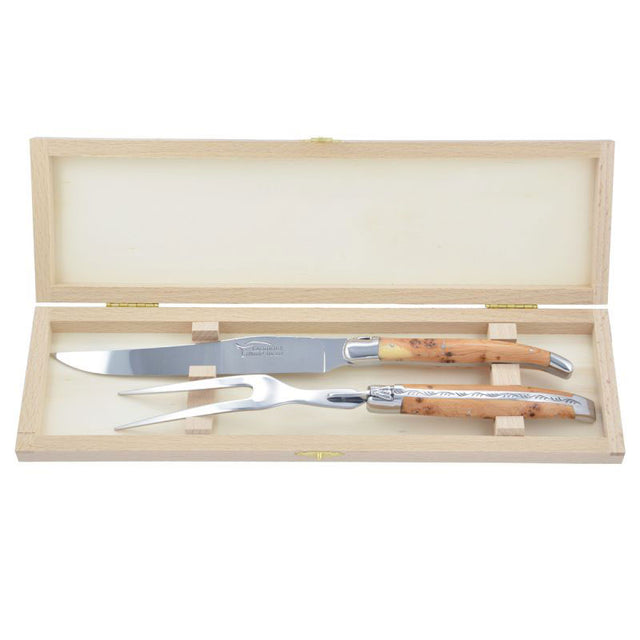 Laguiole Carving Set Juniper Wood, Prestige Collection - Zouf.biz