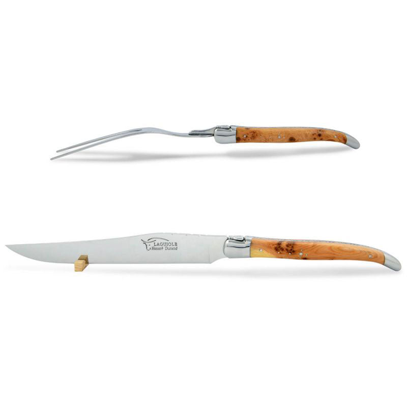 Laguiole Carving Set Juniper Wood, Prestige Collection - Zouf.biz