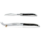 Laguiole Cheese Set, Fork & Knife, Ebony Wood, Prestige Collection - Zouf.biz