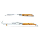 Laguiole Cheese Set, Fork & Knife, Juniper Wood, Prestige Collection - Zouf.biz