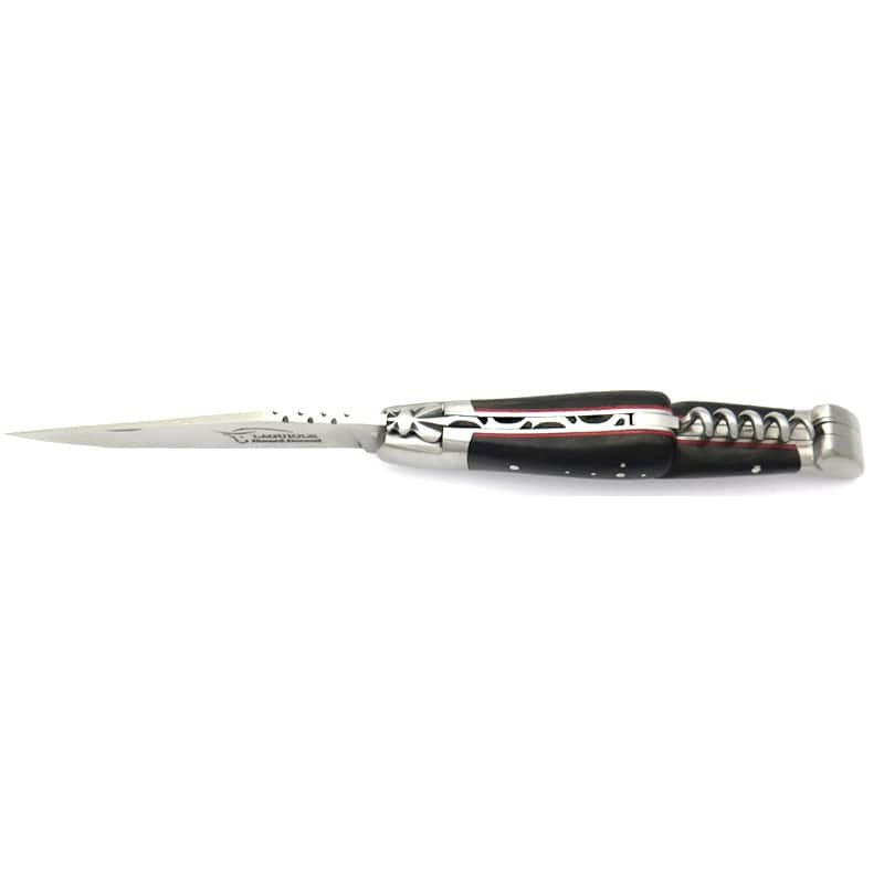 Laguiole Ebony & Red Vulcanised Fiber 2 Piece Pocket Knife - 12cm, Prestige Collection - Zouf.biz