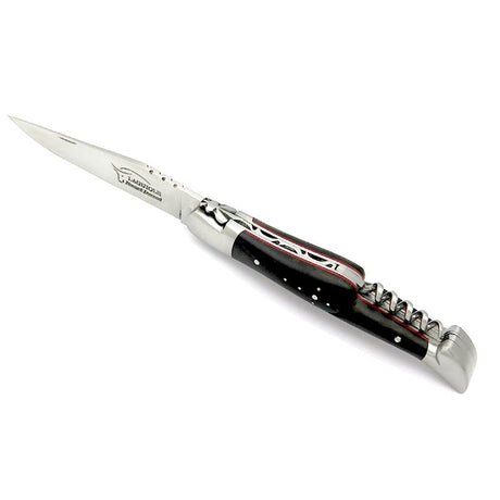 Laguiole Ebony & Red Vulcanised Fiber 2 Piece Pocket Knife - 12cm, Prestige Collection - Zouf.biz