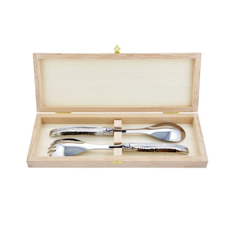 Laguiole Salad Servers Deer Antler, Prestige Collection - Zouf.biz