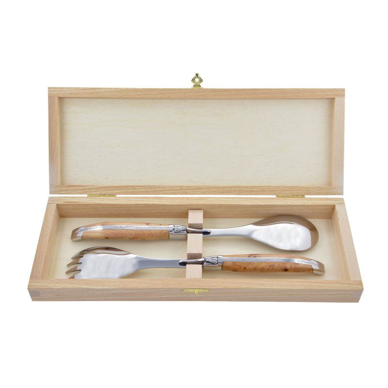 Laguiole Salad Servers Juniper Wood, Prestige Collection - Zouf.biz