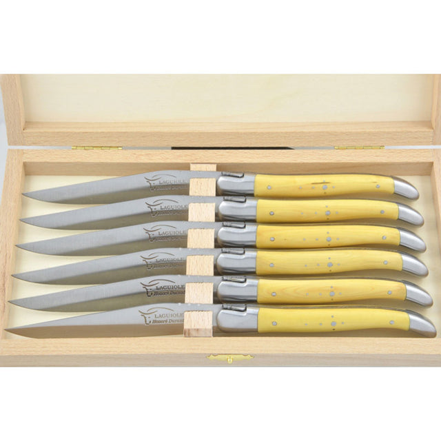 Laguiole Steak Knives Boxwood, Prestige Collection - Zouf.biz