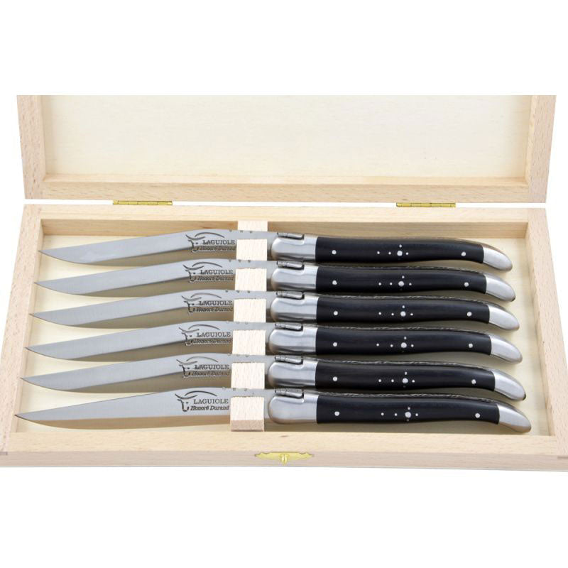 Laguiole Steak Knives Ebony Wood, Prestige Collection - Zouf.biz