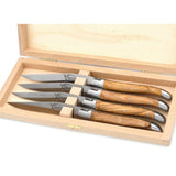 Laguiole Steak Knives Olive Wood, Prestige Collection - Zouf.biz