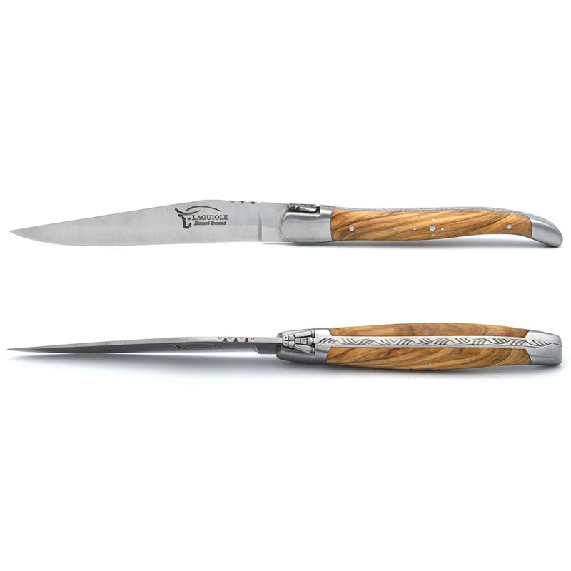 Laguiole Steak Knives Olive Wood, Prestige Collection - Zouf.biz