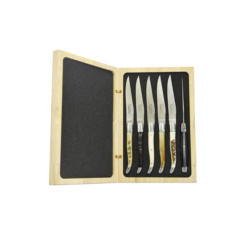 Laguiole Steak Knives Mix Horn and Bone, Prestige Collection - Zouf.biz