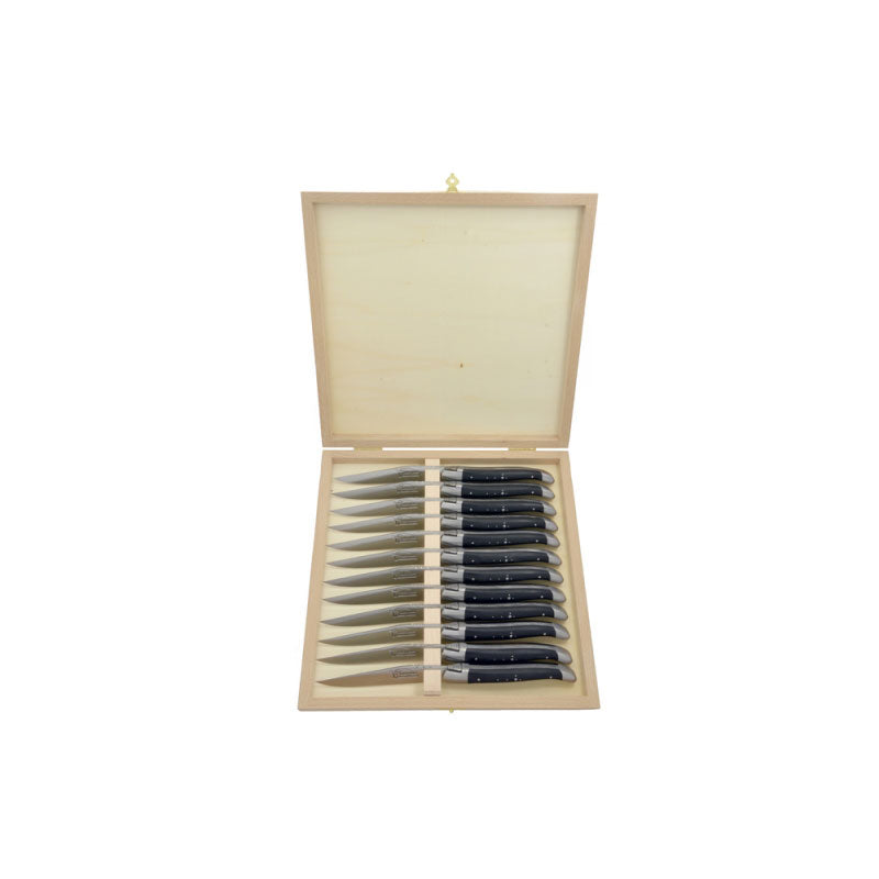 Laguiole Steak Knives Dark Horn Tip, Prestige Collection - Zouf.biz