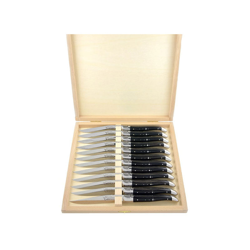 Laguiole Steak Knives Ebony Wood, Prestige Collection - Zouf.biz