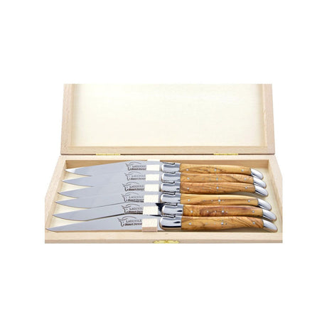 Laguiole Steak Knives Olive Wood, Prestige Collection - Zouf.biz