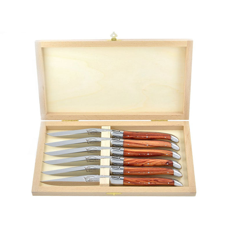 Laguiole Steak Knives Rosewood, Prestige Collection - Zouf.biz