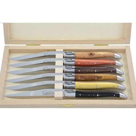 Laguiole Steak Knives Mix Wood, Prestige Collection - Zouf.biz