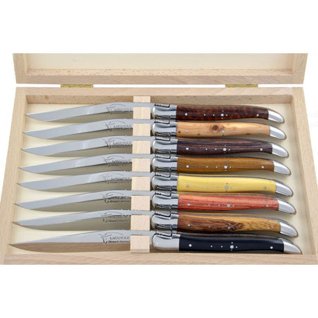 Laguiole Steak Knives Mix Wood, Prestige Collection - Zouf.biz