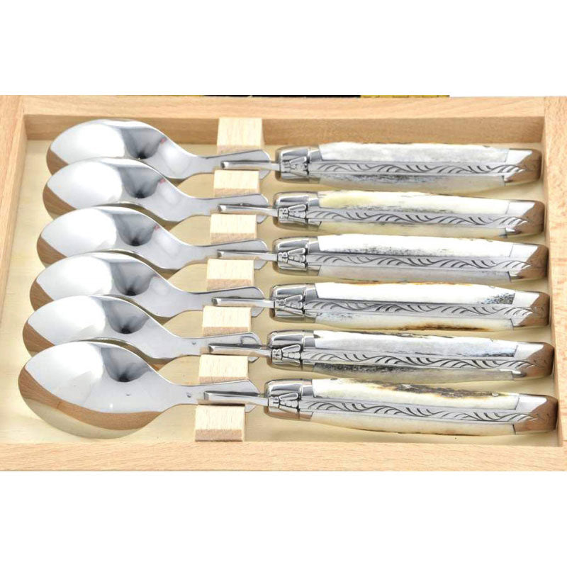 Laguiole Teaspoons Deer Antler, Prestige Collection - Zouf.biz