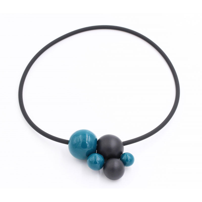 Meteore Ceramic Necklace, Duck Egg Blue & Black - Zouf.biz