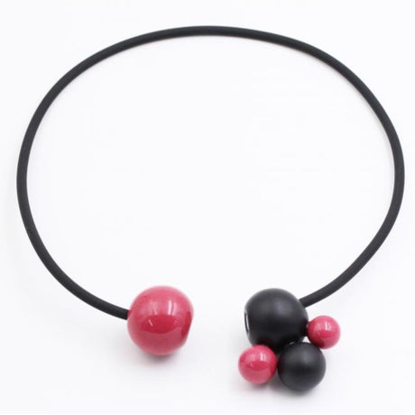 Meteore Ceramic Necklace, Raspberry & Black - Zouf.biz