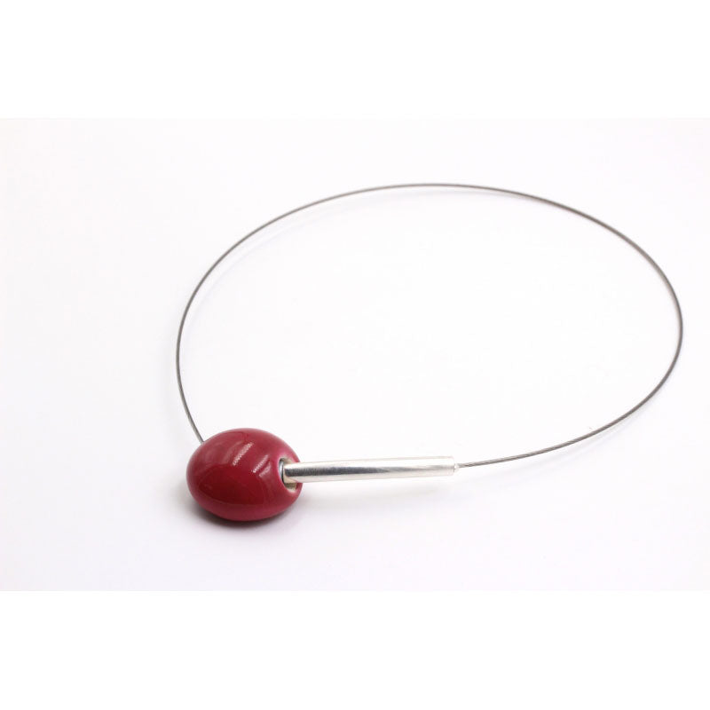 Sakura Ceramic Necklace, Raspberry - Zouf.biz