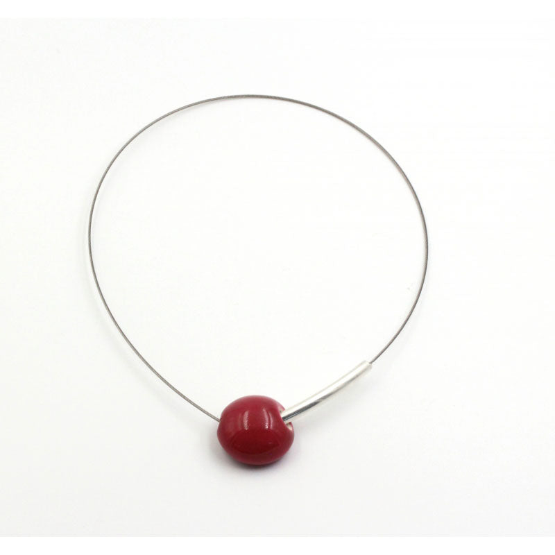 Sakura Ceramic Necklace, Raspberry - Zouf.biz