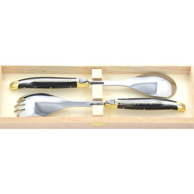 Laguiole Salad Servers Dark Horn Tip, Prestige Collection - Zouf.biz