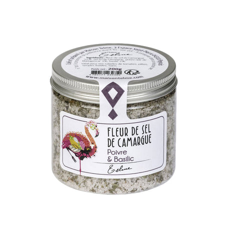 Fleur de Sel de Camargue with Pepper and Basilic - 200g - Zouf.biz