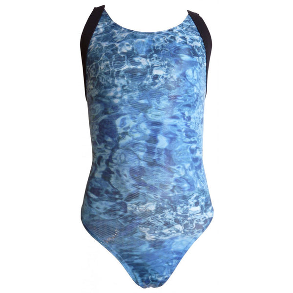 Shiny Sea Print One Piece Swimsuit, Blue - Zouf.biz
