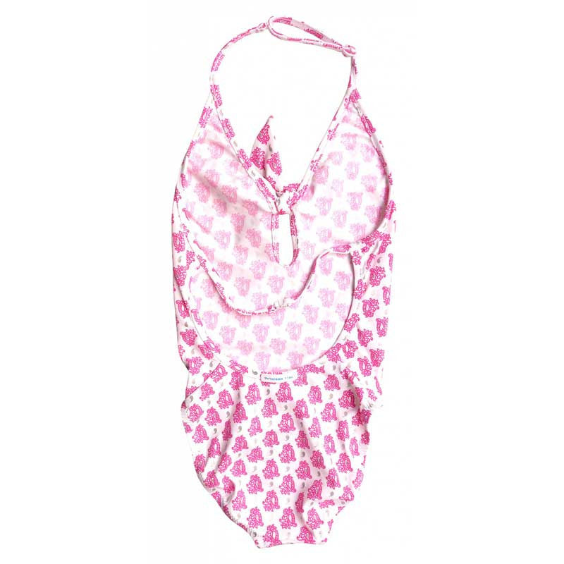 Bandana Shiny Print One Piece Swimsuit, Pink - Zouf.biz