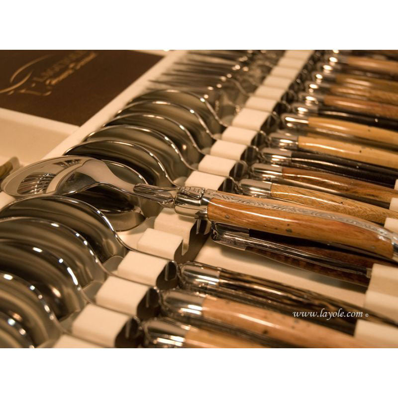 Laguiole Cutlery Canteen 24 Pieces Mixed Wood, Prestige Collection - Zouf.biz